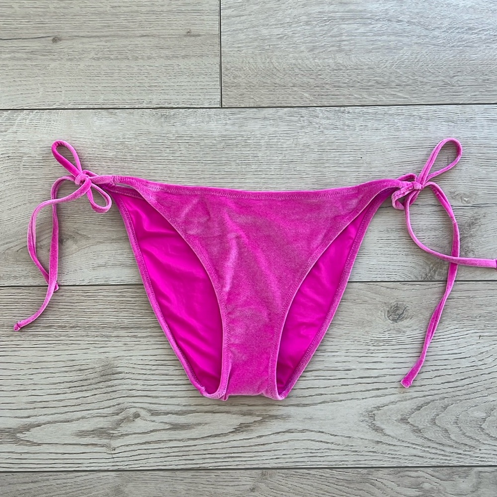 Love & sports velour pink classic string bottom bikini woman size XL Barbie new